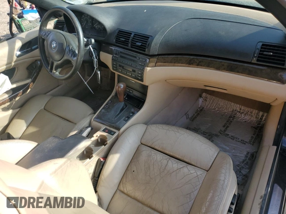 2001 BMW 3 Series 325Ci with VIN WBABS33421JY53592, listed as a Copart auction lot 80011414 with 0 mi miles and Salvage Title. Bid and sale history available at carsss.com. Image 8.