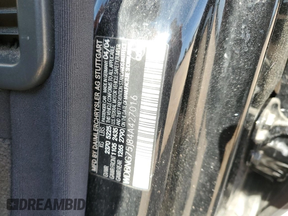 2004 Mercedes-Benz S 320/430/500 with VIN WDBNG75J84A427016, listed as a Copart auction lot 55009715 with Not Provided miles and Clean Title. Bid and sale history available at carsss.com. Image 12.