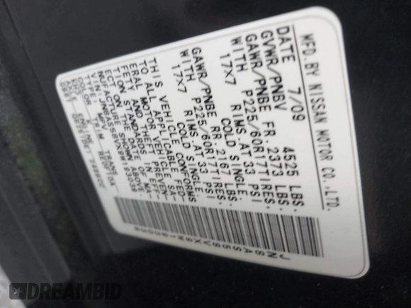 2009 Nissan Rogue S with VIN JN8AS58VX9W193039, listed as a IAAI auction lot 41556451 with 132,814 mi miles and . Bid and sale history available at DreamBid. Image 9.