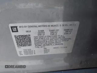 2020 Chevrolet Trax LS z VIN 3GNCJKSB7LL144101, wystawiony jako IAAI lot #38708852 z przebiegiem 44 644 mil mil oraz . Historia ofert i sprzedaży dostępna na DreamBid. Obrazek 9.