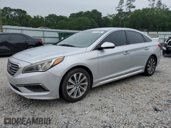 2015 Hyundai Sonata Sport with VIN 5NPE34AF0FH067684, listed as a Copart auction lot 56144395 with 155,780 mi miles and Salvage title. Bid and sale history available at DreamBid. Image 1.