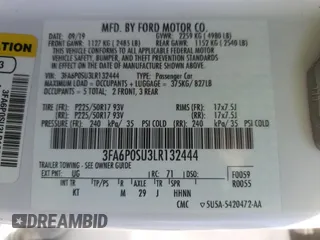 2020 Ford Fusion Plug-In Hybrid Titanium with VIN 3FA6P0SU3LR132444, listed as a Copart auction lot 47140225 with 144,103 mi miles and Salvage Title. Bid and sale history available at carsss.com. Image 12.