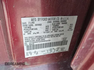 2003 Ford F-150 XLT with VIN 1FTRW07623KB56436, listed as a IAAI auction lot 42563493 with Not provided miles and . Bid and sale history available at DreamBid. Image 9.