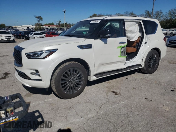 2024 Infiniti QX80 SENSORY with VIN JN8AZ2BE6R9330964, listed as a Copart auction lot 73728104 with 5,123 mi miles and Salvage Title. Bid and sale history available at carsss.com. Image 1.