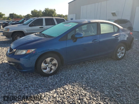 2013 Honda Civic LX with VIN 19XFB2F59DE040948, listed as a Copart auction lot 52845595 with 75,685 mi miles and Non Repairable. Bid and sale history available at DreamBid. Image 1.