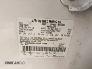 2015 Ford Explorer Limited with VIN 1FM5K8F8XFGB31458, listed as a IAAI auction lot 42062803 with 166,177 mi miles and . Bid and sale history available at DreamBid. Image 9.