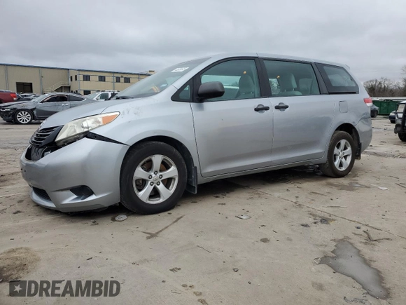 2012 Toyota Sienna with VIN 5TDKA3DC2CS010056, listed as a Copart auction lot 44639505 with 146,195 mi miles and Salvage Title. Bid and sale history available at DreamBid. Image 1.