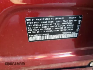 2015 Volkswagen CC R-Line with VIN WVWBN7AN3FE828505, listed as a Copart auction lot 74606814 with 100,711 mi miles and Salvage Title. Bid and sale history available at DreamBid. Image 13.