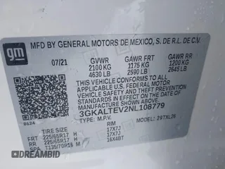 2022 GMC Terrain SLE with VIN 3GKALTEV2NL108779, listed as a IAAI auction lot 41573418 with Not provided miles and . Bid and sale history available at DreamBid. Image 9.