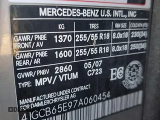 2007 Mercedes-Benz R 3.5L with VIN 4JGCB65E97A060454, listed as a Copart auction lot 55464495 with 236,335 mi miles and Clean Title. Bid and sale history available at carsss.com. Image 13.