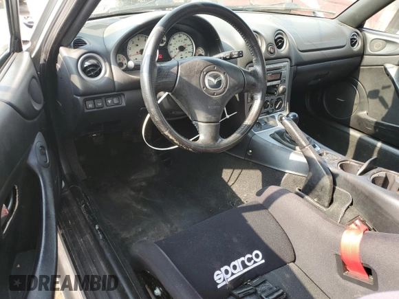 2005 Mazda MX-5 Miata LS with VIN JM1NB353X50410512, listed as a Copart auction lot 59663705 with 111,767 mi miles and Salvage title. Bid and sale history available at DreamBid. Image 8.