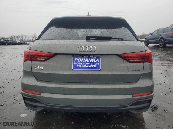2023 Audi Q3 S line Premium with VIN WA1DECF33P1124378, listed as a Copart auction lot 50222965 with 37,618 mi miles and Salvage Title. Bid and sale history available at carsss.com. Image 6.