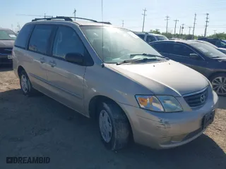 2001 Mazda MPV DX with VIN JM3LW28G710206403, listed as a IAAI auction lot 41973136 with 143,686 mi miles. Bid and sale history available at carsss.com. Image 1.