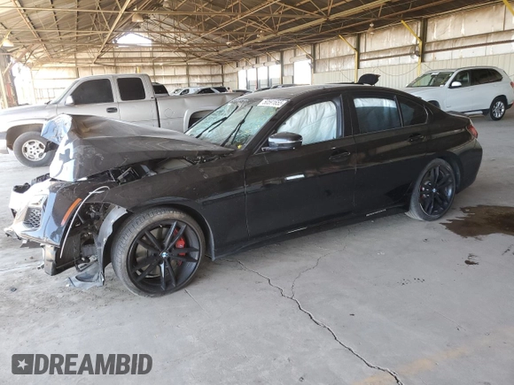 2021 BMW 3 Series M340i xDrive with VIN 3MW5U9J09M8C01983, listed as a Copart auction lot 50591655 with 0 mi miles and Salvage Title. Bid and sale history available at carsss.com. Image 1.
