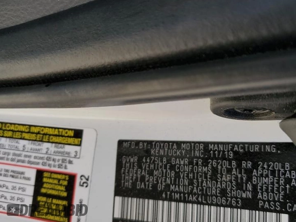 2020 Toyota Camry SE z VIN 4T1M11AK4LU906763, wystawiony jako Copart lot #53023285 z przebiegiem 88 371 mil mil oraz Szkoda całkowita • Salvage title. Historia ofert i sprzedaży dostępna na DreamBid. Obrazek 14.