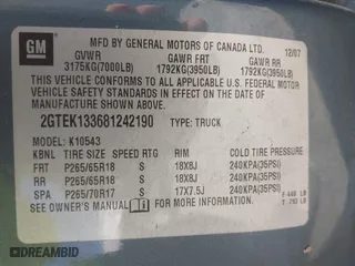 2008 GMC Sierra 1500 Work Truck with VIN 2GTEK133681242190, listed as a IAAI auction lot 41784934 with 394,088 mi miles. Bid and sale history available at carsss.com. Image 9.