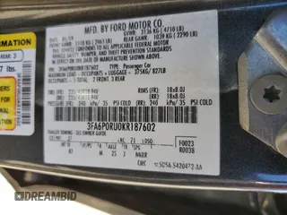 2019 Ford Fusion Titanium with VIN 3FA6P0RU0KR187602, listed as a Copart auction lot 52752425 with 153,716 mi miles and Salvage title. Bid and sale history available at DreamBid. Image 15.
