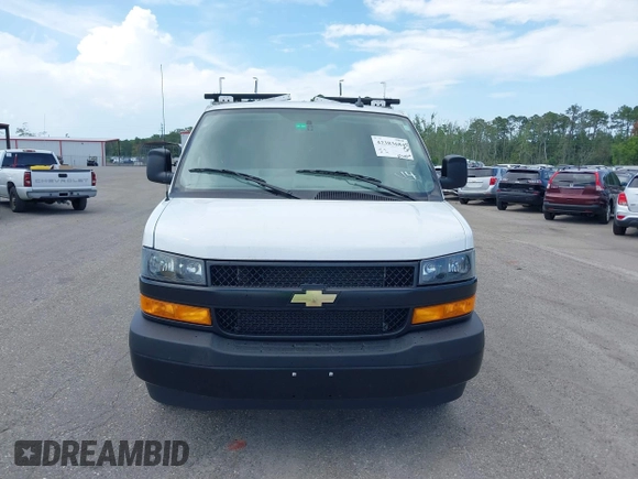 2023 Chevrolet Express Cargo with VIN 1GCWGAFP5P1217550, listed as a IAAI auction lot 42383684 with 9,673 mi miles and . Bid and sale history available at DreamBid. Image 12.