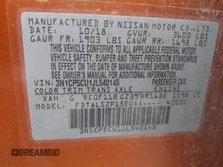 2018 Nissan Kicks SV с VIN 3N1CP5CU1JL540145, выставлен на аукционе IAAI как лот 42274486 с пробегом 118 317 миль миль и . История ставок и продаж доступна на DreamBid. Изображение 9.