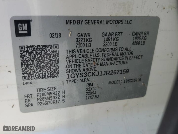 2018 Cadillac Escalade Premium Luxury with VIN 1GYS3CKJ1JR267159, listed as a Copart auction lot 77611284 with 0 mi miles and Salvage Title. Bid and sale history available at carsss.com. Image 13.