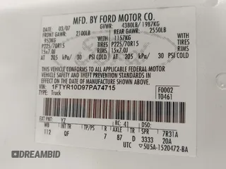 2007 Ford Ranger XL with VIN 1FTYR10D97PA74715, listed as a IAAI auction lot 42080975 with 194,786 mi miles. Bid and sale history available at carsss.com. Image 9.