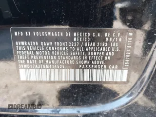 2016 Volkswagen Jetta Sport с VIN 3VWD17AJ7GM414525, выставлен на аукционе IAAI как лот 41657167 с пробегом 85 594 миль миль и . История ставок и продаж доступна на DreamBid. Изображение 9.