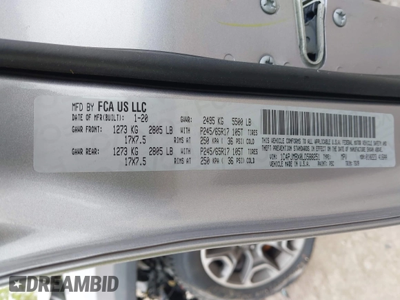 2020 Jeep Cherokee Trailhawk z VIN 1C4PJMBX0LD588251, wystawiony jako IAAI lot #42310054 z przebiegiem 47 780 mil mil oraz . Historia ofert i sprzedaży dostępna na DreamBid. Obrazek 9.