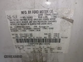 2011 Ford Taurus Limited with VIN 1FAHP2FW1BG110593, listed as a IAAI auction lot 42773725 with 204,764 mi miles and . Bid and sale history available at DreamBid. Image 9.