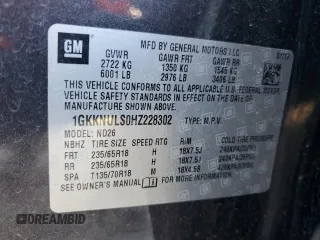 2017 GMC Acadia SLT with VIN 1GKKNULS0HZ228302, listed as a Copart auction lot 44735465 with 169,785 mi miles and Salvage Title. Bid and sale history available at carsss.com. Image 15.