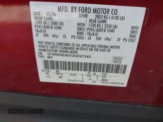 2016 Ford Explorer XLT with VIN 1FM5K8D8XGGD27243, listed as a IAAI auction lot 42020439 with 168,492 mi miles and . Bid and sale history available at carsss.com. Image 9.