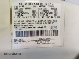 1997 Ford Explorer с VIN 1FMCU24X5VUD16929, выставлен на аукционе IAAI как лот 41984837 с пробегом 94 333 миль миль и . История ставок и продаж доступна на DreamBid. Изображение 9.