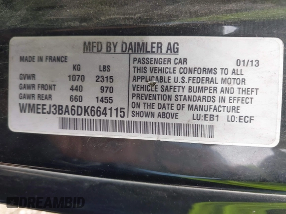2013 Smart fortwo Pure with VIN WMEEJ3BA6DK664115, listed as a IAAI auction lot 42412198 with 64,522 mi miles and . Bid and sale history available at DreamBid. Image 9.