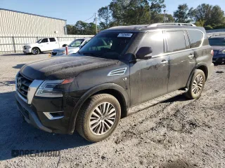 2021 Nissan Armada SL with VIN JN8AY2BBXM9791165, listed as a Copart auction lot 77525884 with 86,593 mi miles and Salvage Title. Bid and sale history available at carsss.com. Image 1.