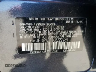2016 Subaru Impreza Special Sports Premium with VIN JF1GPAS61G8222789, listed as a Copart auction lot 61633365 with 90,264 mi miles and Salvage title. Bid and sale history available at DreamBid. Image 13.