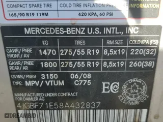 2008 Mercedes-Benz GL-Class 4.6L with VIN 4JGBF71E58A432837, listed as a Copart auction lot 53854885 with 415,230 mi miles and Salvage Title. Bid and sale history available at carsss.com. Image 14.