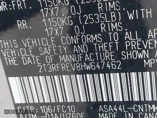 2017 Toyota RAV4 XLE with VIN 2T3RFREV8HW647462, listed as a IAAI auction lot 41678968 with 99,837 mi miles. Bid and sale history available at carsss.com. Image 9.