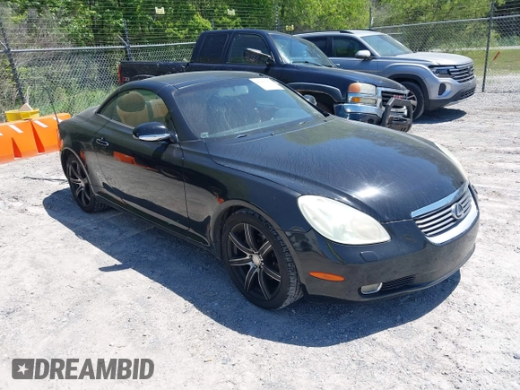 2004 Lexus SC 430 with VIN JTHFN48YX40055542, listed as a IAAI auction lot 41965650 with 204,228 mi miles and . Bid and sale history available at DreamBid. Image 1.