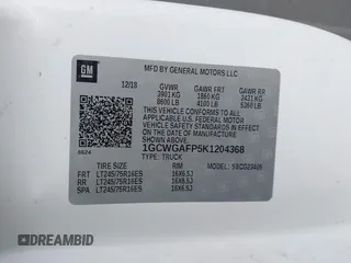 2019 Chevrolet Express Cargo with VIN 1GCWGAFP5K1204368, listed as a IAAI auction lot 41532048 with 121,630 mi miles and . Bid and sale history available at DreamBid. Image 9.