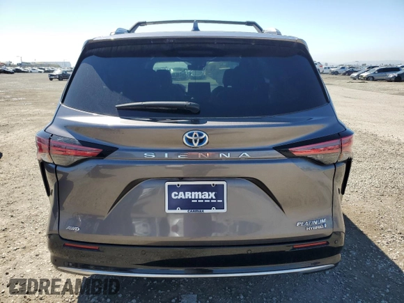 2023 Toyota Sienna Platinum with VIN 5TDESKFC2PS106874, listed as a Copart auction lot 50348725 with 10,329 mi miles and Non Repairable. Bid and sale history available at DreamBid. Image 6.