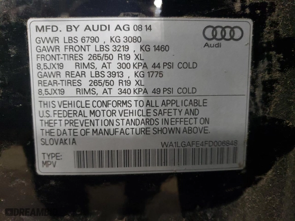 2015 Audi Q7 3.0T Premium Plus with VIN WA1LGAFE4FD006848, listed as a Copart auction lot 53004075 with 213,777 mi miles and Clean Title. Bid and sale history available at carsss.com. Image 13.