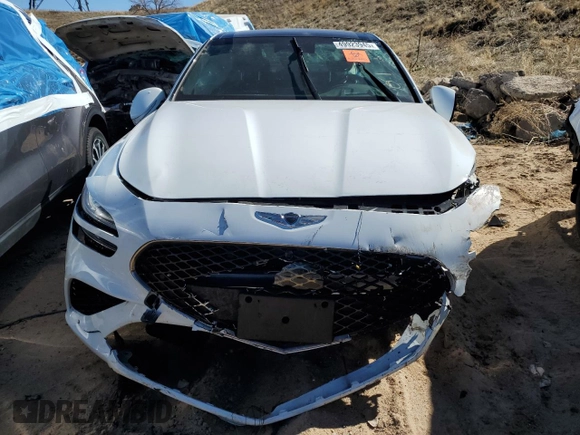 2022 Genesis G70 3.3T with VIN KMTG54TE3NU102585, listed as a Copart auction lot 49923945 with 34,974 mi miles and Salvage title. Bid and sale history available at DreamBid. Image 5.