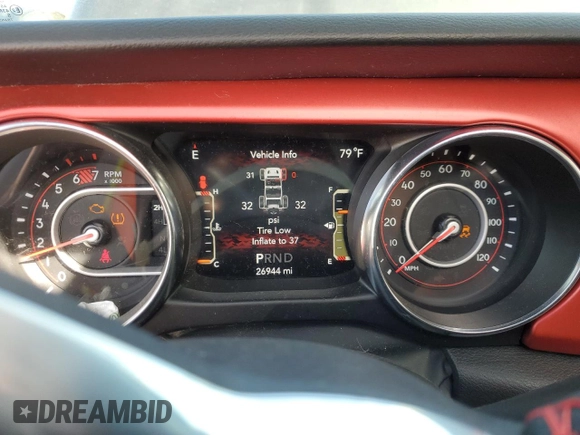 2022 Jeep Wrangler Unlimited Rubicon with VIN 1C4HJXFN9NW256461, listed as a Copart auction lot 43188065 with 26,944 mi miles and Salvage title. Bid and sale history available at DreamBid. Image 9.