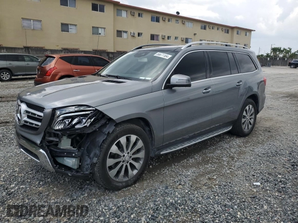 2017 Mercedes-Benz GLS 450 with VIN 4JGDF6EE5HA760790, listed as a Copart auction lot 56671104 with 91,131 mi miles and Salvage Title. Bid and sale history available at DreamBid. Image 1.