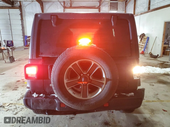 2020 Jeep Wrangler Unlimited Sahara with VIN 1C4HJXEN9LW214550, listed as a Copart auction lot 87586125 with 88,976 mi miles and Salvage Title. Bid and sale history available at carsss.com. Image 6.