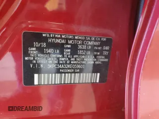 2019 Hyundai Accent Limited with VIN 3KPC34A32KE059601, listed as a Copart auction lot 74581894 with 56,139 mi miles and Salvage Title. Bid and sale history available at carsss.com. Image 12.