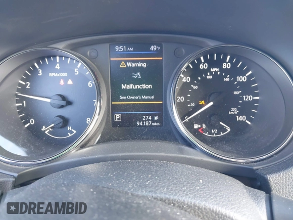 2019 Nissan Rogue SL with VIN 5N1AT2MV0KC732249, listed as a IAAI auction lot 41745004 with 94,187 mi miles. Bid and sale history available at carsss.com. Image 16.