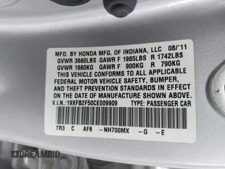 2012 Honda Civic LX z VIN 19XFB2F50CE009909, wystawiony jako IAAI lot #41049186 z przebiegiem 177 356 mil mil oraz . Historia ofert i sprzedaży dostępna na DreamBid. Obrazek 9.