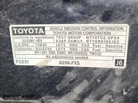 2022 Toyota Sienna LE с VIN 5TDKSKFC8NS070785, выставлен на аукционе IAAI как лот 42564790 с пробегом 110 993 миль миль и . История ставок и продаж доступна на DreamBid. Изображение 6.