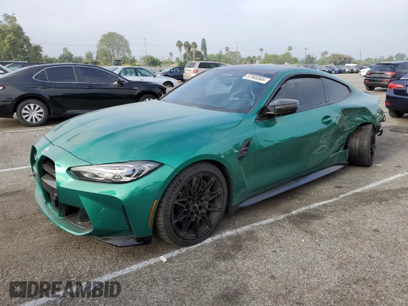 2023 BMW M4 Competition xDrive with VIN WBS43AZ05PCM27905, listed as a Copart auction lot 57946504 with 9,968 mi miles and Salvage Title. Bid and sale history available at carsss.com. Image 1.