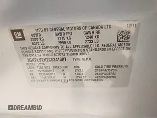 2012 GMC Terrain SLT-1 with VIN 2GKFLVEK2C6241387, listed as a IAAI auction lot 42732302 with 107,812 mi miles and . Bid and sale history available at DreamBid. Image 9.